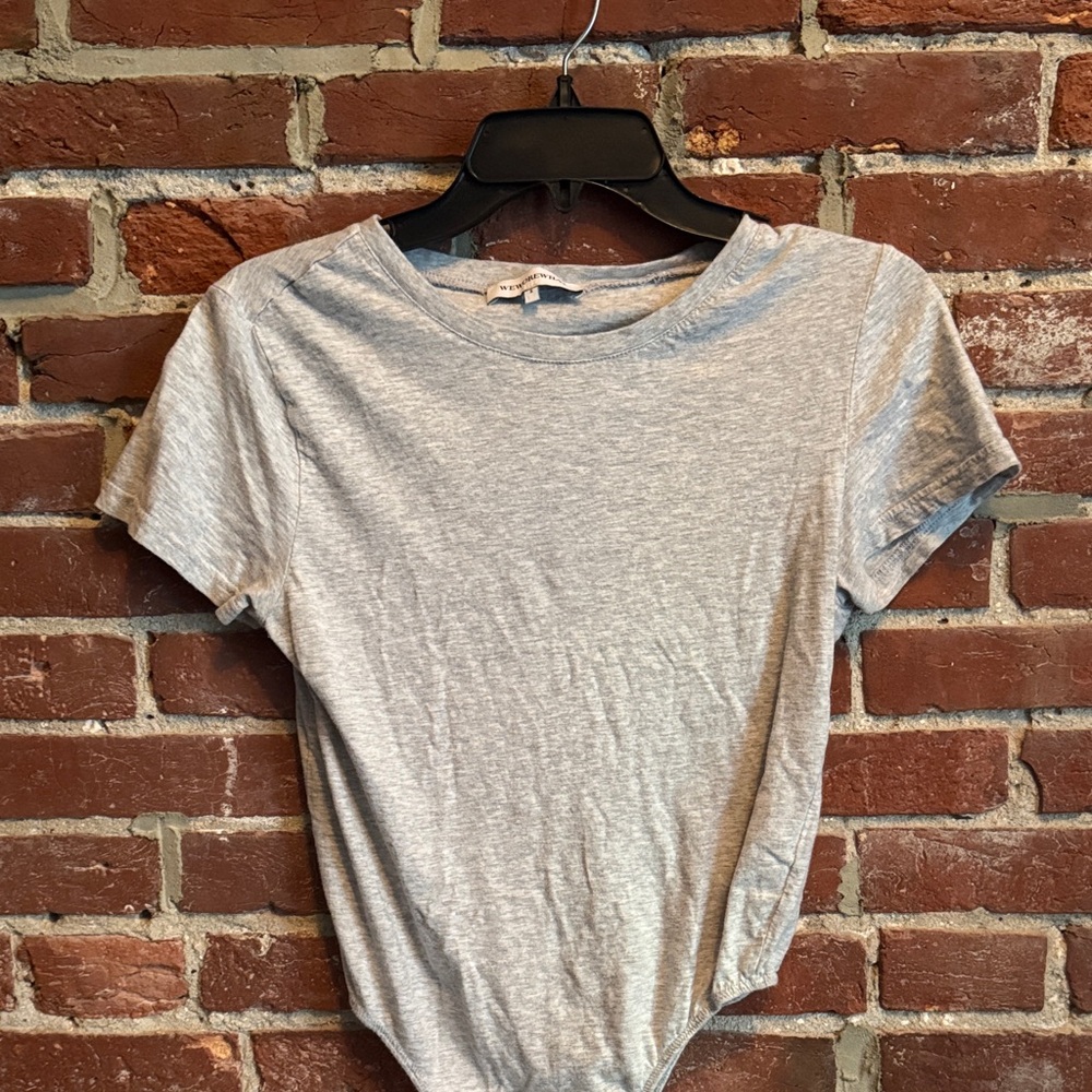 WeWoreWhat Women's Gray Short-Sleeve Tee Bodysuit